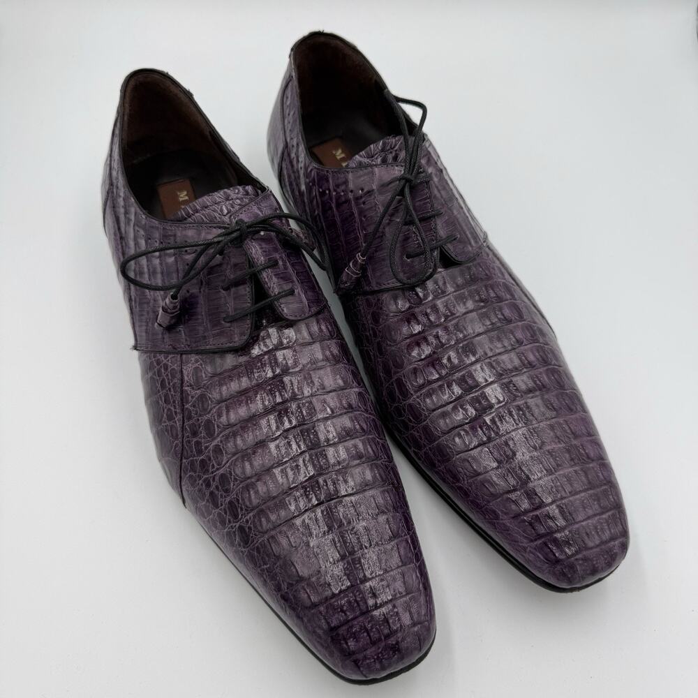 Mezlan Genuine Crocodile Monkstrap Dress Shoes Purple Men’s 12 Italy Luxury - Picture 2 of 13